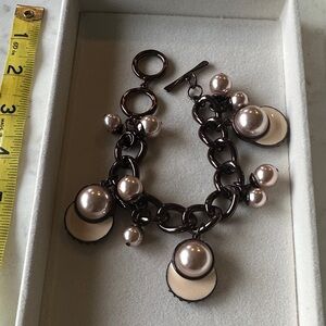 Elegant adjustable Pearl and Chain Bracelet